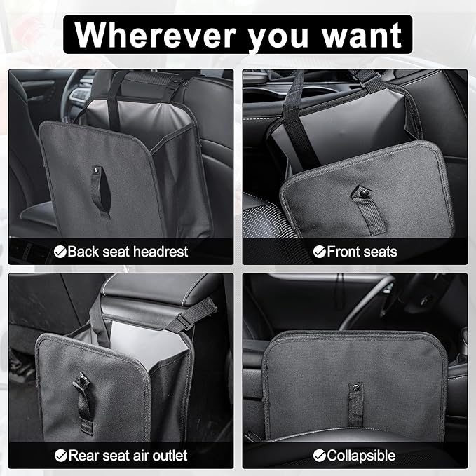 Amiss Foldable Car Trash Can, Collapsible Garbage Bin for Automotive, Hanging Waterproof Leakproof Storage Bag, 3.9 Gallon