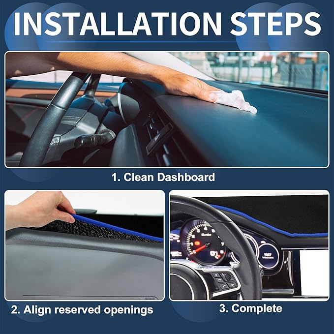Dash Cover, Center Console Non-Slip Dashboard Carpet Mat for Porsche Panamera 2010-2016 High Configuration Polyester Black Blue,1Pc