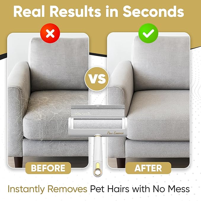 Pet Hair Remover & Reusable Lint Roller – Cat & Dog Hair Remover for Furniture, Couch, Carpet, Bedding, Clothes & Car – Portable Fur Remover Tool + Pet Hair Removal Glove Bundle