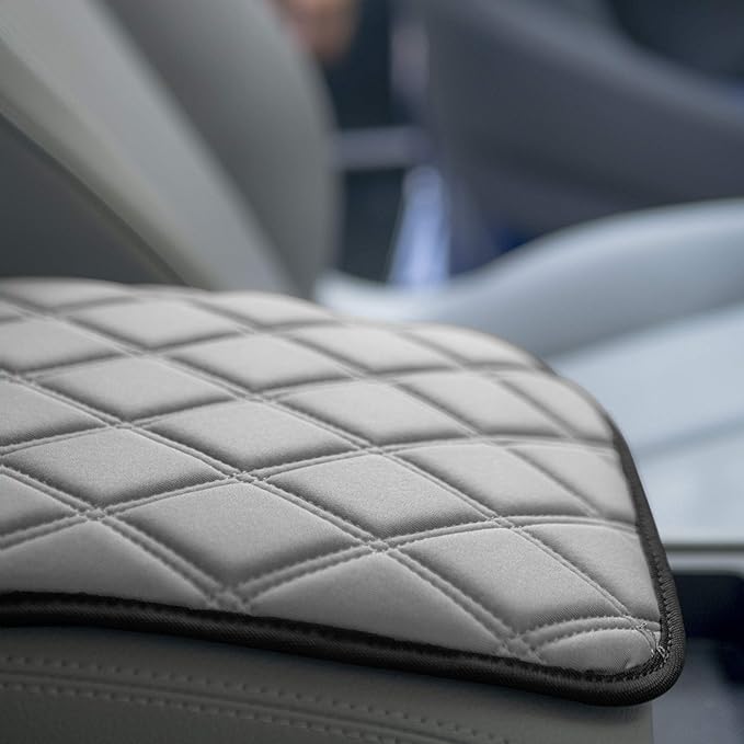 FH Group Neosupreme Gray Diamond Pattern Center Console Pad – Water-Resistant Armrest Cover Protector for Cars, SUVs & Trucks