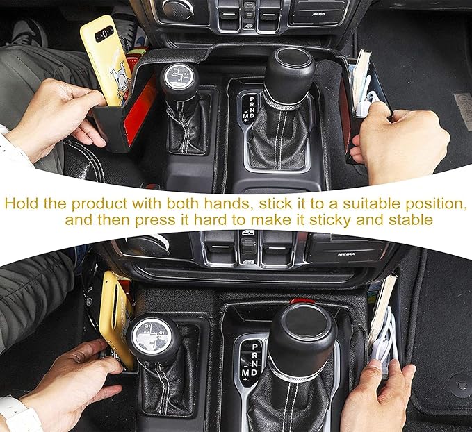 JWWY Gear Tray Organizer for 2018–2026+ for Jeep Wrangler JL JLU & for Gladiator JT 4xe, Gear Shift Storage Box Center Console Compartment Organizer, Interior Accessories, Black (Patent Design)