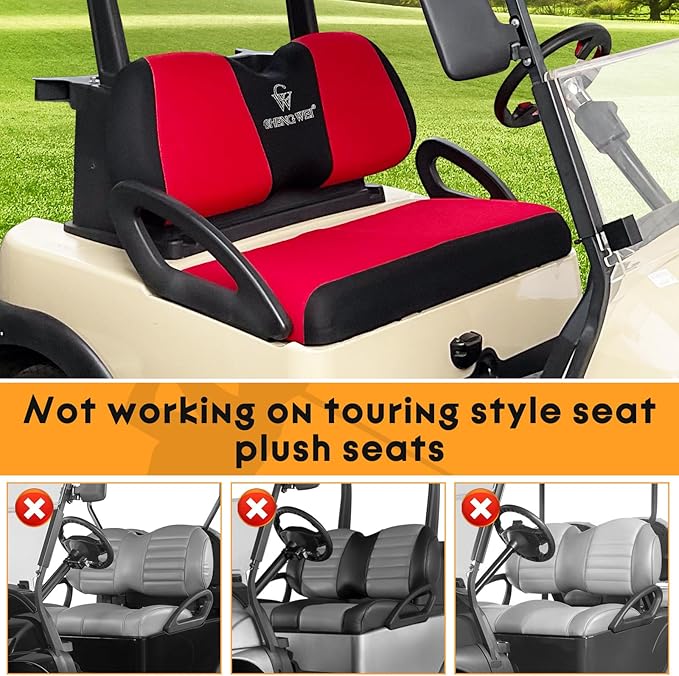 Golf Cart Seat Covers 2 Piece Front and Rear Seat Covers Sets for Club Car Precedent and Yamaha G29 Standard Seat Cushion,,Replacement Cooling Breathable Washable No Stapler Required(Red&Black)