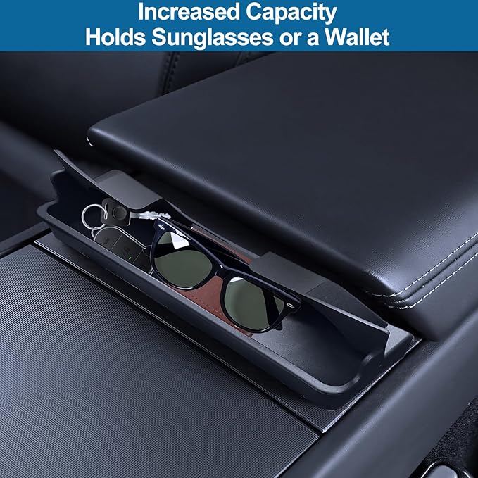Tesla Model Y 2020-2024 Model 3 2017-2023 Sunglass Holder 2023 Center Console Armrest Key Card Phone Holder Glasses Case Tray Storage Box Waterproof Durable Tesla Interior Accessories