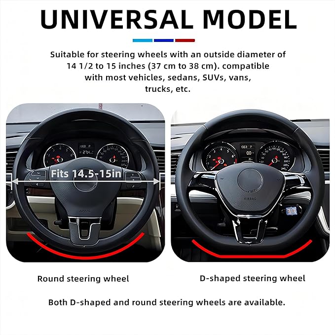 Car Steering Wheel Cover, 15 inch Microfiber Leather Carbon Fiber Soft Anti-Slip Breathable, Universal Size Elastic Car Accessory for Most Cars (Yellow)