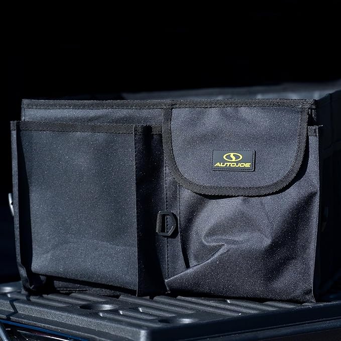 Auto Joe Collapsible Car Trunk Organizer, Storage Caddy with Adjustable Straps, Black - Portable Organization for Automotive Accessories, Cargo, Gear, and Essentials, ATJ-CTSO-BLK