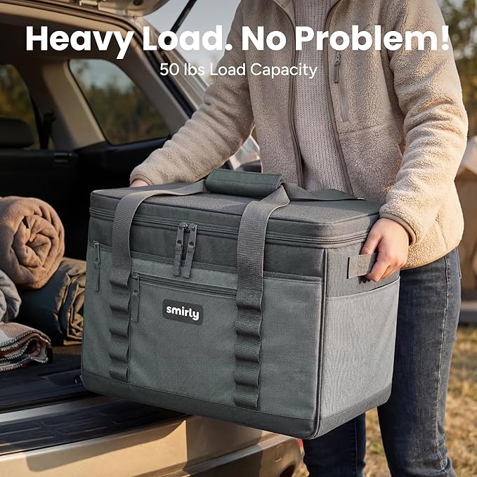 SMIRLY Cooler Bags Insulated – Collapsible Cooler, Portable Leakproof and Soft Sided - Large Foldable Ice Chest for Camping, Beach, Travel, Picnic, Car, Grocery