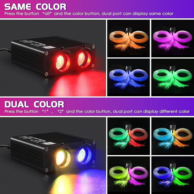 ATOKEE 32W Dual Color Starlight Headliner Kit, Sound Activated Fiber Optic Star Roof Lights with APP/Remote Control, 600pcs 0.03in 9.8ft