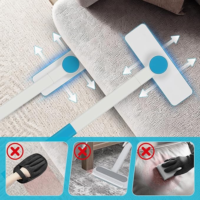 Pet Hair Removal Tool - Pet Hair Remover for Cat & Dog Hair Cleaning, Carpet Rake for Fabric Furniture, Pet Carpet Cleaner Come with Adhesive Hook Convenient to Hang & Store