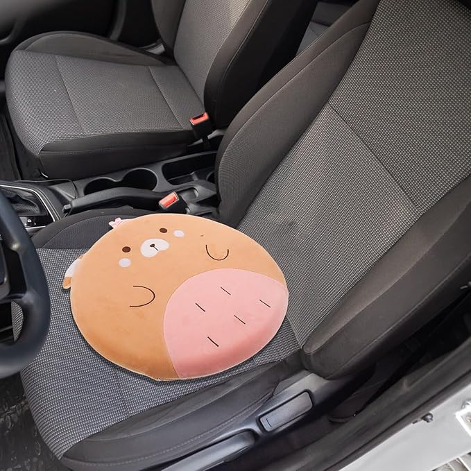 Luxshiny Memory Foam Car Seat Cushion and Office Chair Cushion, Small Bear Design, Vehicle and Desk Seat Pad for Drivers and Home Use, Lumbar Support for Comfort and Posture