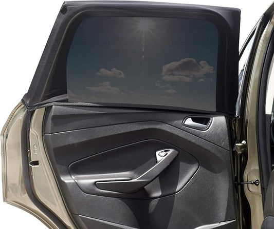 Car Window Sun Shade Cover -2 Pack Breathable Mesh Rear Side Window Shade Sunshade UV Protection for Baby Kids Pet Size M, Mosquito Net Curtain Fit for Most(95%) of Cars, Cover Full Window
