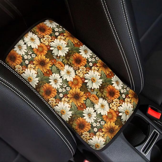 Cute Floral Arm Rest Cushion Pads for Vehicle Arm Rest Cushion Pads Anti-dust Dog & Cat Paws Protector Universal Fit for SUV/Truck/Vehicle