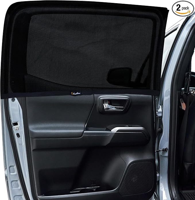 EcoNour Car Rear Window Sun Shades Compatible for Toyota Tacoma | 2Pack Breathable Sunshade with 100% UV & Mosquito Protection | Mesh Rear Window Covers for Privacy & Blackout-Car Window Accessories