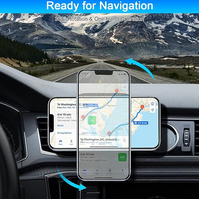 Magnetic Wireless Car Charger Mount,Compatible with MagSafe Car Charger,15W Fast Charging Air Vent Car Phone Holder for iPhone 16 15 14 13 Pro Max Plus MagSafe,Car Accessories(with 60W Car Adapter)