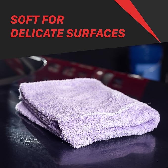 Maxshine 16”x24” Edgeless Purple Microfiber Towel (500GSM) - Double-Sided, Plush Car Drying Towel for Detailing - Professional Auto Detailing