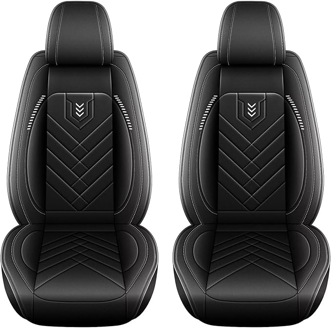 AOMSAZTO Car Seat Covers Fit for Subaru Ascent 2019-2025 2026 Premium Front Seat Covers Waterproof Leather Automotive Seat Covers Compatible with Airbag (2 Seats,Black)
