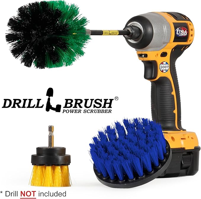 Drillbrush Shower Scrubber Drill Attachment - Car Detailing Tools - Dishwasher Safe Drill Brush Scrubber For Cleaning Tubs, Sinks, Tile, Grout, Flooring, Carpet, Leather, Seats, Boats, Kitchens, Ovens
