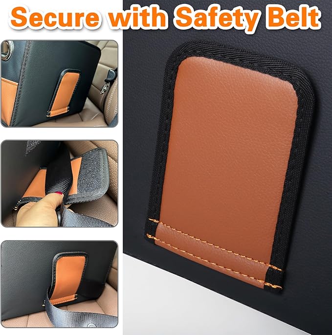 Noaman Car Organizer - 2025 Upgraded Leather Car Storage Organizer for Front Back Seat or Floor with 3 Metal Handles 6 Apartments, Multipurpose Car Organizers and Storage Black.