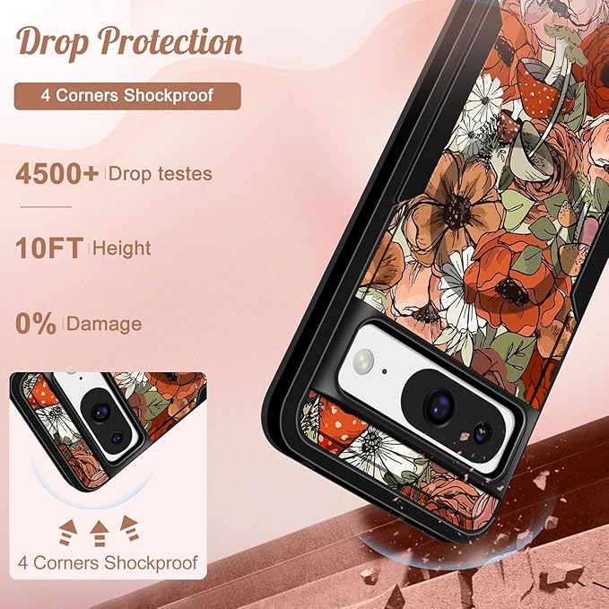 for Google Pixel 8 Case 6.2 Inch - Compatible with MagSafe Women Girls Cute Magnetic Protective Cover Girly Mushroom Flower Heavy Duty Shockproof Design for Google Pixel 8 Phone Cases