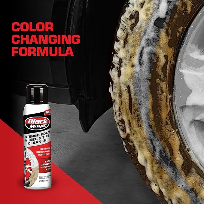 Black Magic 120253 Intense Foam Wheel & Tire Cleaner w/High Foaming Deep Clean Formula to Remove Dirt, Grime & Brake Dust - Cherry Scent