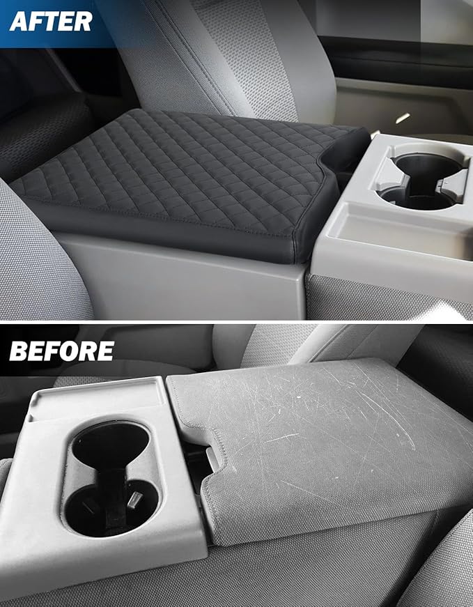 JOYTUTUS Center Console Cover Compatible with 2015-2026 Ford F150, 2017-2026 F250 F350 F450 with 40/20/40 Jump Seat, Leather Armrest Cover Center Console Cushion (Jump Seat Only)