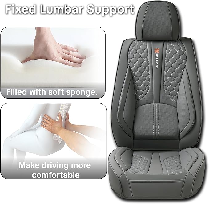 Gray Car Seat Covers for Ford Bronco Sport 2021-2025 Car Seat Cover, Leather, 5 Seats Full Set, with Lumbar Support, Anti-Slip, Beautify Interior, Beautify The Interior of Old Cars