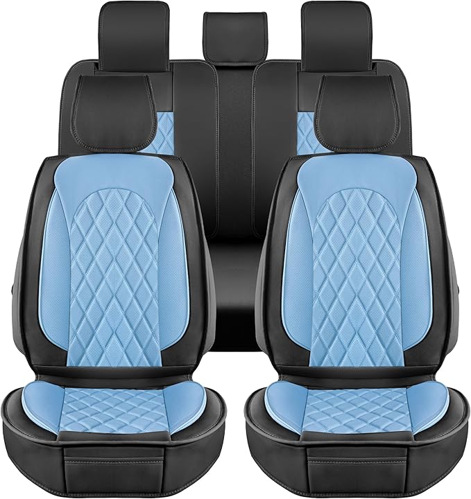 LINGVIDO Car Seat Covers Full Set (5 Seats) - Premium Perforated Nappa Leather, Waterproof Shield, Omni-Adapt Fit SUVs Sedans, Ultimate Family & Pet Protection