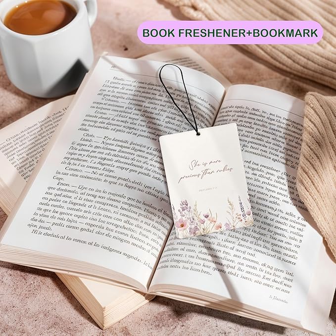 Pink Floral Christian Car Air Freshener, Bible Verses Air Freshener Hanging 3 Pcs for Cars Closet Drawer or Books, Religious Christian God Car Accessories Mirror Decor for Women