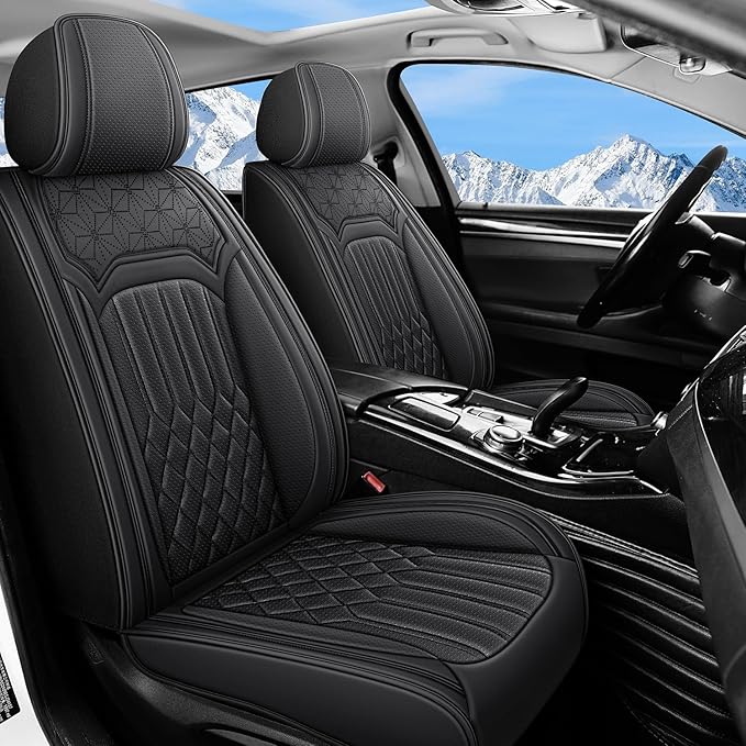 Car Seat Covers for Genesis GV70 2022-2025 2026, Full Set Premium Nappa Leather Waterproof Breathable Anti-Slip Airbag Compatible Car Seats Protector, Soft Car Interior Seats Cover (Black)