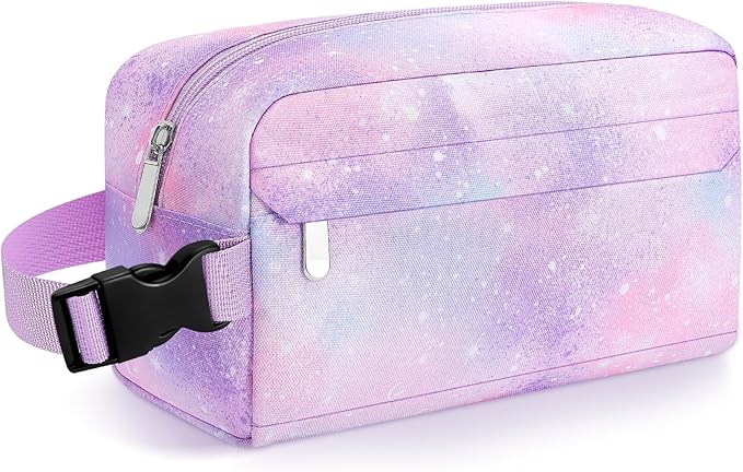 Small Insulated Snack Bag Lunch Bag for Kids Lunch Box for Women/Men, Collapsible [3L/5-Can] Reusable Lunch Bag Cooler Bag for Bottle with Handle Buckle for Work/School/Travel,Pink Starry Sky