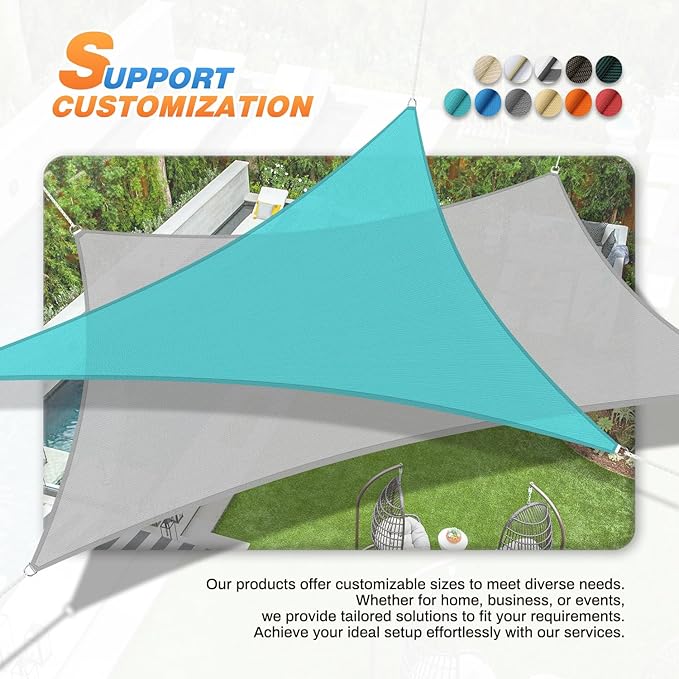 TANG 10'x14' Sun Shade Sail Rectangle Sunshade Canopy UV Block Shade Cloth Pergola Cover for Outdoor Patio Garden Gazebo Deck, Grey