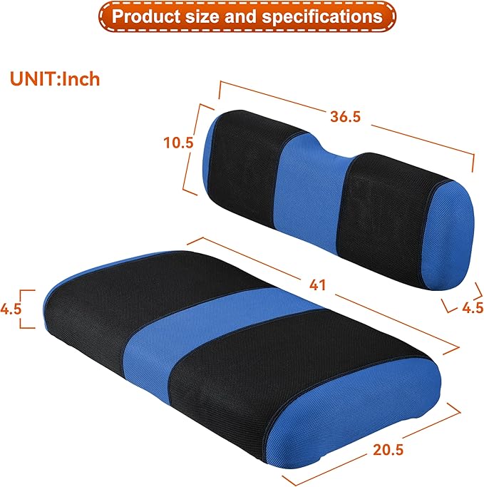 Golf Cart Seat Covers 2 Passenger, Golf Cart Front Seat Cover for EZGO TXT OEM Ordinary Seat Cushion, Washable Seat Cover Best for Summer