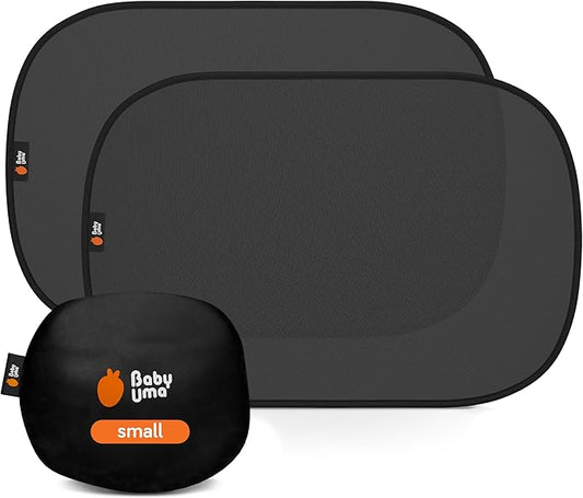 Baby Uma Car Window Shades (2 Pack) - 18.9″ × 12″, UPF 50+ Car Window Covers, 99% UVB + 94% UVA Protection, Static Cling Sun Shade with Travel Bag (Small)