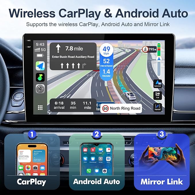 8 Core 6+128 GB Music Host with Qualcomm Android 13 Double Din Octa Core Car Stereo for Honda Civic 2016-2020 with 9 Inch Touchscreen Radio Built-in ST7850 AMP FM/AM/RDS Wireless CarPlay/Android Auto