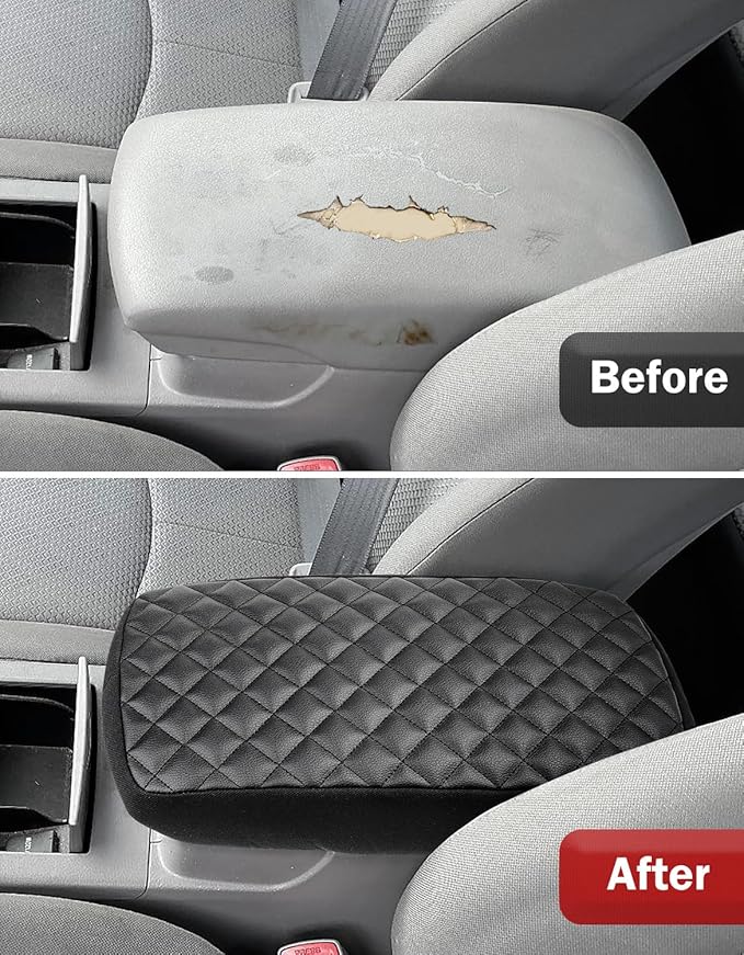 KBH Center Console Armrest Cover for Toyota Camry 2007 2008 2009 2010 2011, Middle Console Lid Protector, Arm Rest Pad Accessories, Anti-Scratch, Vinyl Leather, Black