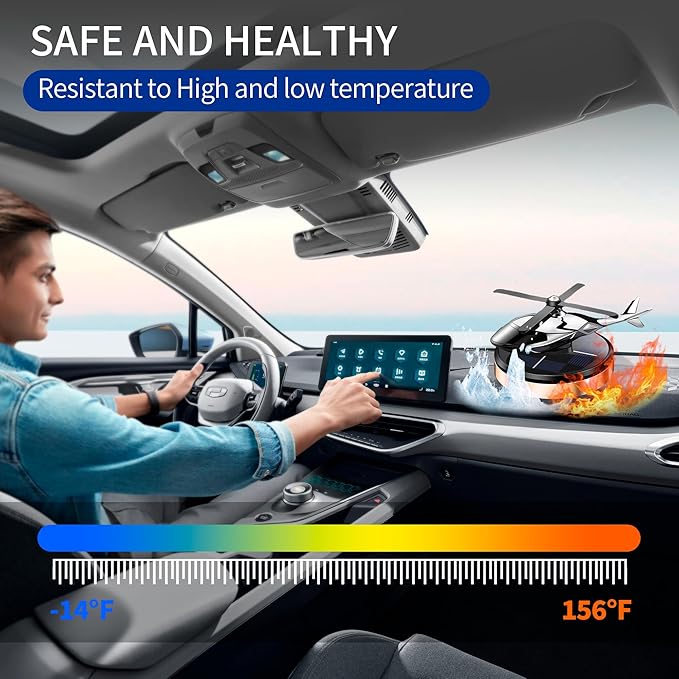 Car Air Freshener, Helicopter Solar Energy Rotating Aromatherapy Al Alloy Diffuser,Long-Lasting Fragrance, Interior Decoration Accessories Diffuser for Car and Home（Gold)