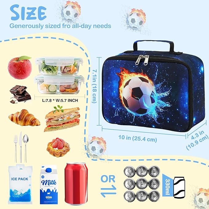 CAMTOP Lunch Box Kids Boys Insulated Lunch Cooler Bag Reusable Lunch Tote Kit for School Travel