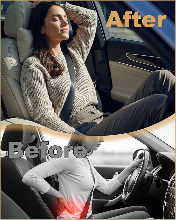 Lumbar Support Pillow for Car, Memory Foam Car Seat Back Support Pillow, Wraparound Ergonomic Design for Back Pain Relief-Back Cushion for Driving, Semi Truck, Chair Support for Car Office, Wheelchair