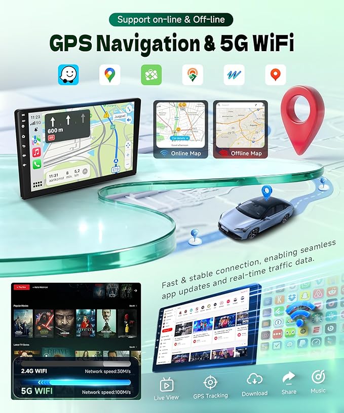 [5GHz-WiFi/Android 15] for Honda Civic 2006-2011 Wireless Carplay Android Car Stereo Support Wireless Android Auto with GPS Navigation AHD Backup Camera FM RDS Radio Receiver EQ SWC 2G+64G