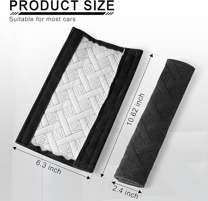 JUSTTOP 2-Pack Universal Car Seat Belt Pads Cover for A More Comfortable Driving, Seat Belt Shoulder Strap Covers Harness Pad for Car Interior Accessories(Black)