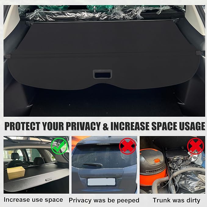 uxcell Retractable Cargo Cover for Honda Passport 2019-2023 Waterproof Non Slip SUV Rear Trunk Shielding Shade Black