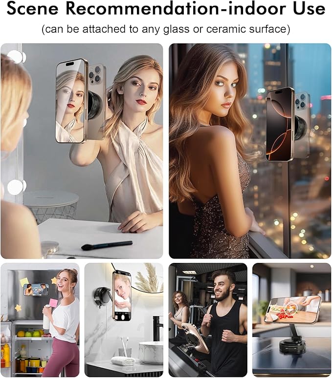 Phone Holder for Car Suction Cup Phone Mount Mag-safe 360° Rotatable Lock[89+LBS Strongest Suction 2800gf Magnetic]Foldable Vacuum Magnetic Phone Stand for iPhone 17 Pro Max/Air/16/Gym/Bathroom Mirror