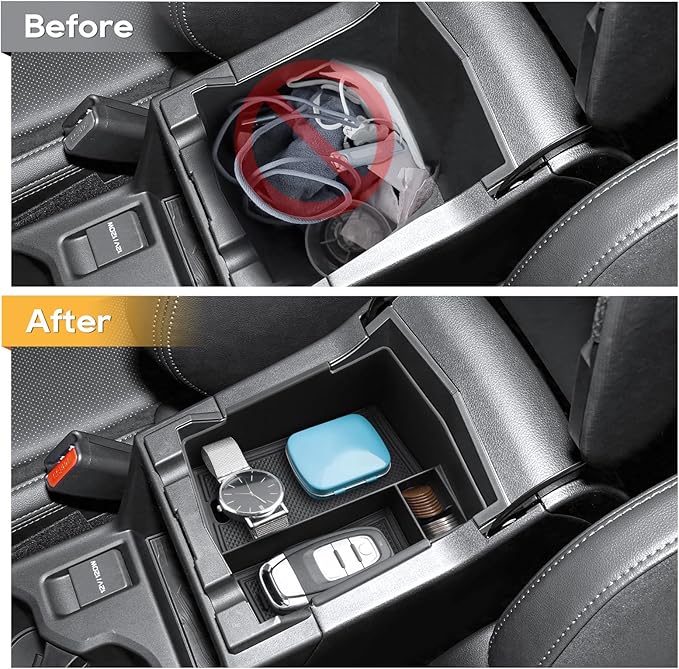 LFOTPP Forester Center Console Organizer for 2025 Forester Accessories, Armrest Storage Box+Silicone Cup Holder+Hidden Box+Wireless Charging Protective Pad Non-Slip Mat 4Pcs,NOT for 2025 Wilderness