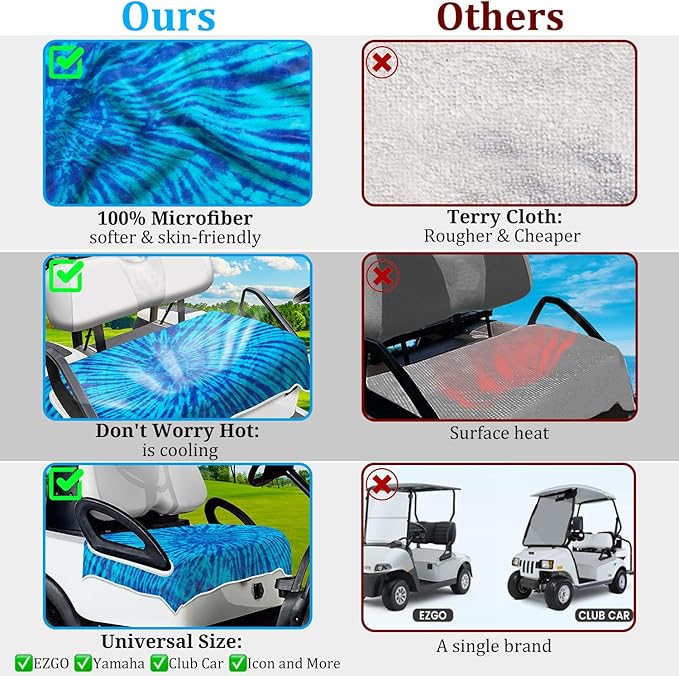 ENYORSE Golf Cart Seat Covers - Ethnic Style Golf Cart Towel Blanket for 2/4 Seater, Soft & Breathable Microfiber, Keeps Seats Cool & Comfortable, 51”x31”, Fits EZGO/Yamaha/Club Car
