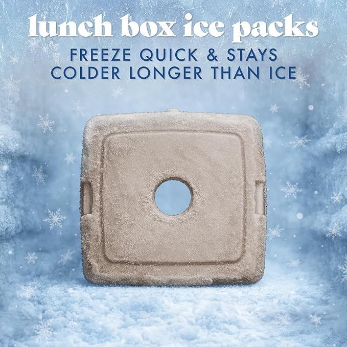 Cool Coolers by Fit & Fresh Slim Ice Packs, Quick Freeze Reusable Ice Packs for Lunch Boxes & Coolers, Long-Lasting, Space Saving Lunch Ice Packs, Taupe, 4Pk