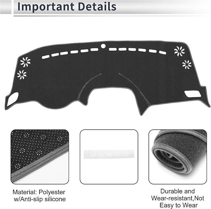 Center Console Dash Cover for Jeep Renegade 2015-2022 Non-Slip Dashboard Carpet Mat Polyester Silicone
