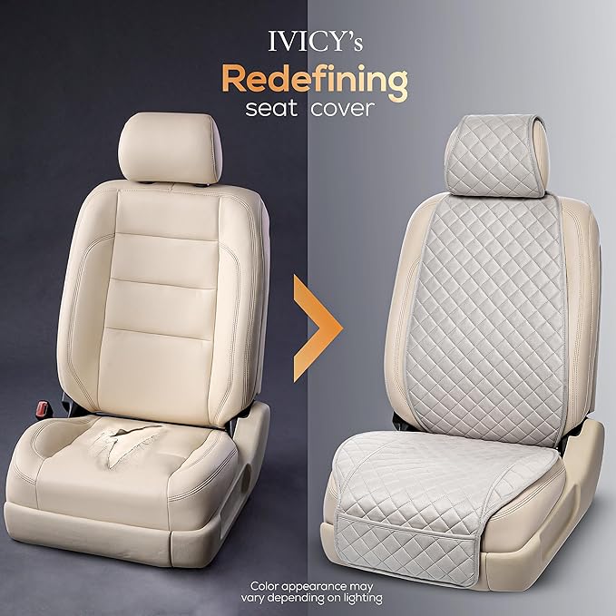 IVICY Faux Suede Front Car Seat Cover – Durable, Non-Slip Seat Protector for Cars – 1 Unit, Light Gray