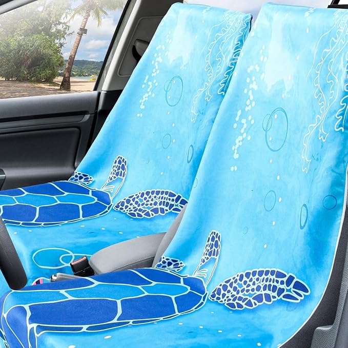 Car Seat Towel Covers with Storage Bag Seat Post Workout Sweat Cover Washable Non Slip for Car Towel for Dog Pet Workout Outdoor Sport Activities(Sea Turtles)