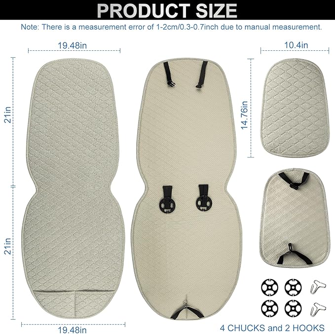 Linen Car Seat Covers for Cars, Front Car Seat Cover Protectors with Storage Bags, Anti-Slip & Soft Automotive Seat Cushion Universal Fit for Most Sedan, SUVs, Vehicles (Beige)