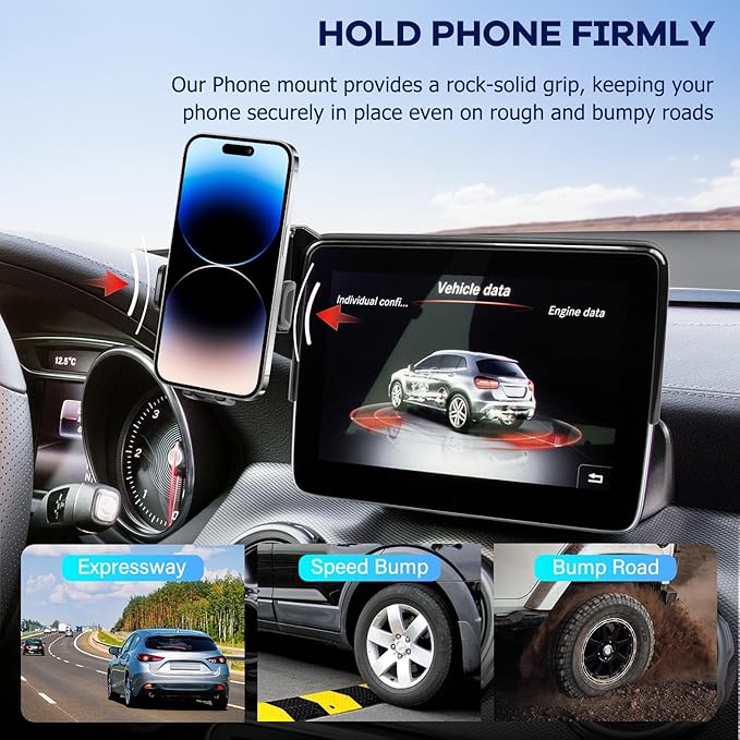 Car Phone Holder Fit for CLA 2015-2019/GLA 2016-2020/A-Class 2017-2019 Accessories -Cell Phone Mount for CLA/GLA 8 inch Touchscreen Hands-Free 360° Rotation