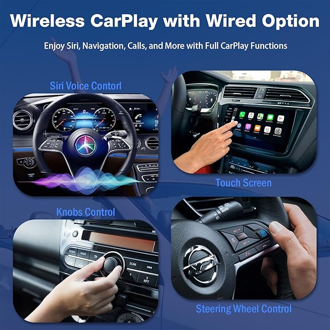 Wireless CarPlay Adapter, 2025 Smart AI Box Supports Netflix/YouTube and More, Dual-Band WiFi & Bluebooth 5.0, Android Auto Magic Box with USB Playback for Cars with Wired CarPlay